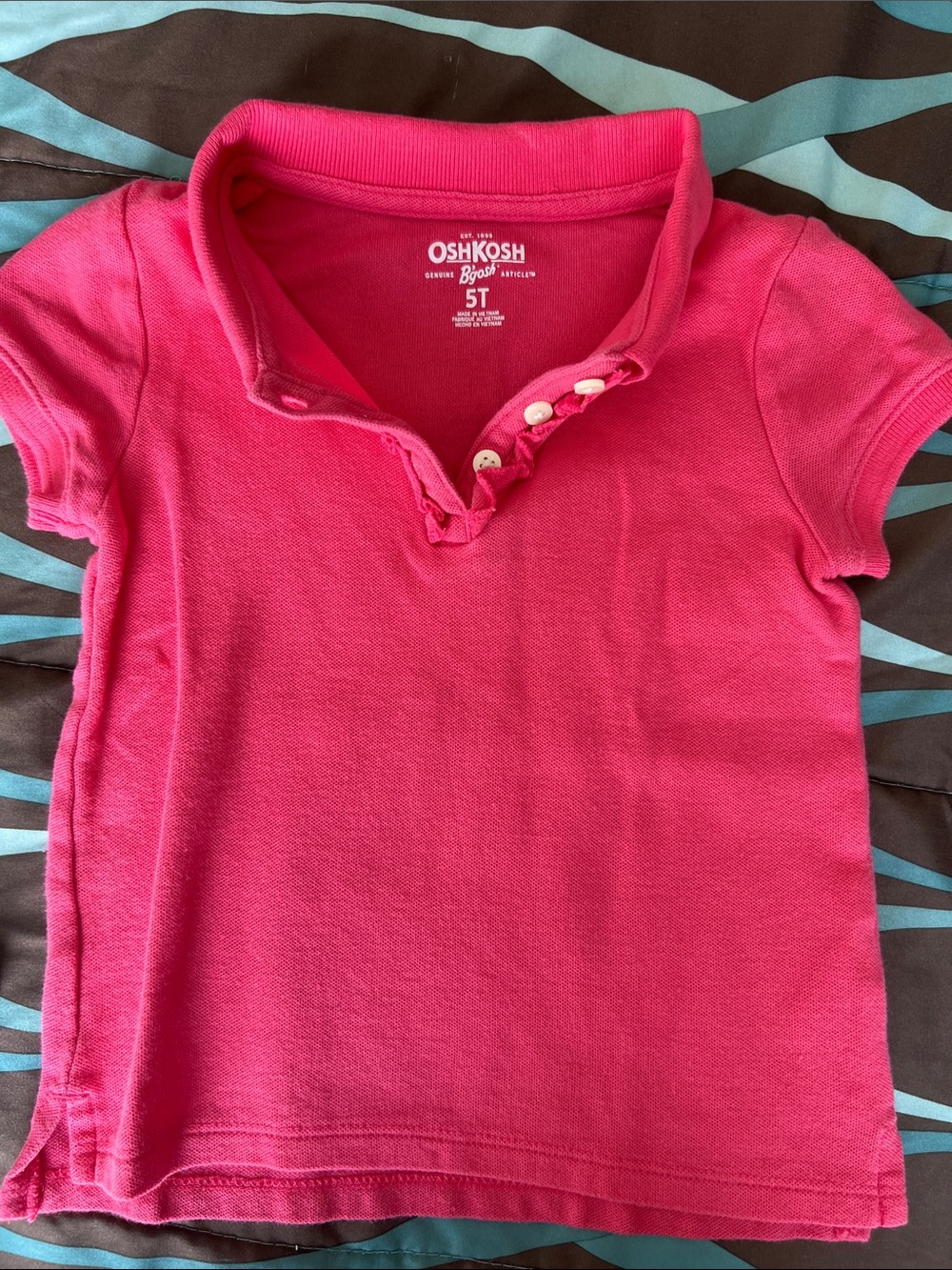 OshKosh B'gosh Girls Hot Pink Polo Tee - 5T and Carters shorts 4t